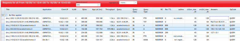 NetEye Real User Experience: Risoluzione DNS dati rilevati