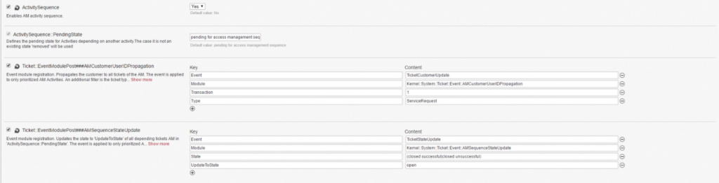 SysConfig parameters