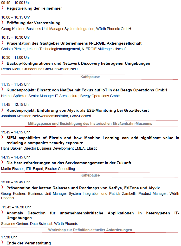 Agenda Neteye Erizone User Group Spannende Themen Warten Auf Sie Www Neteye Blog Com