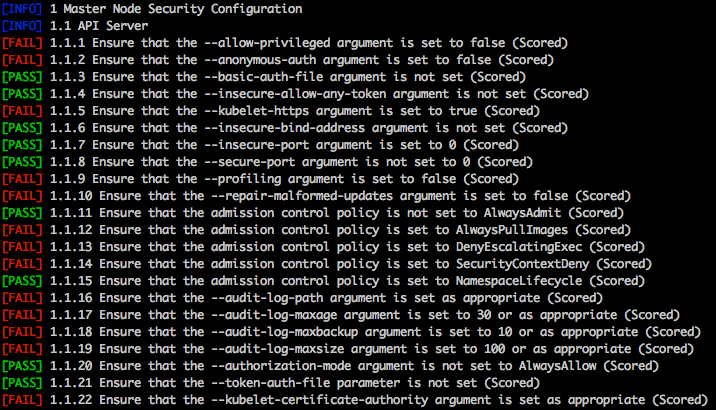 kube-bench scan output