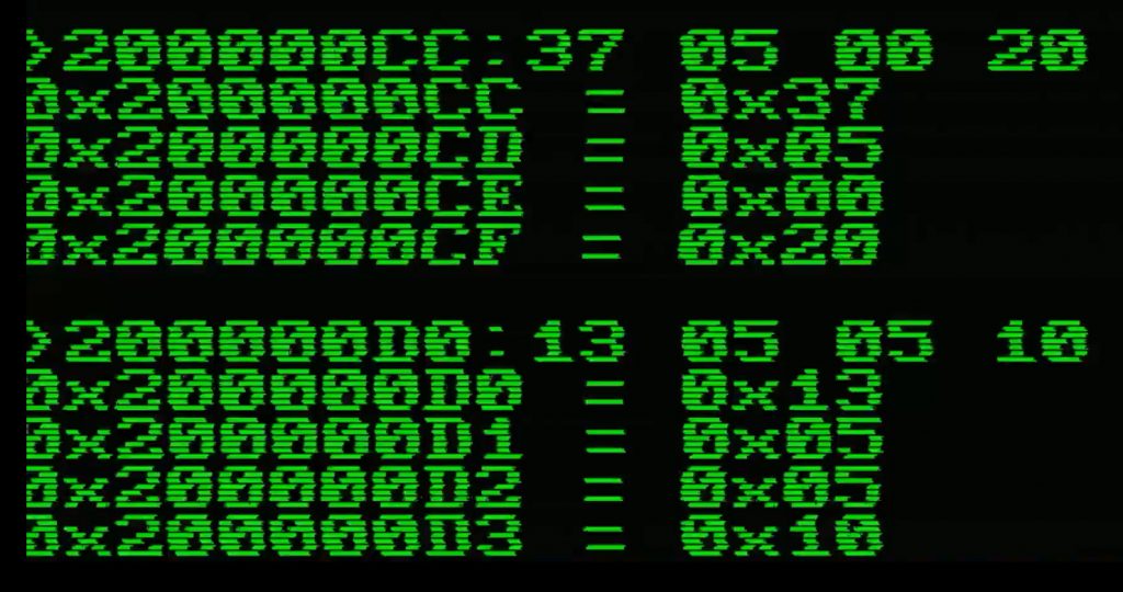 Typing the first bytes of the program